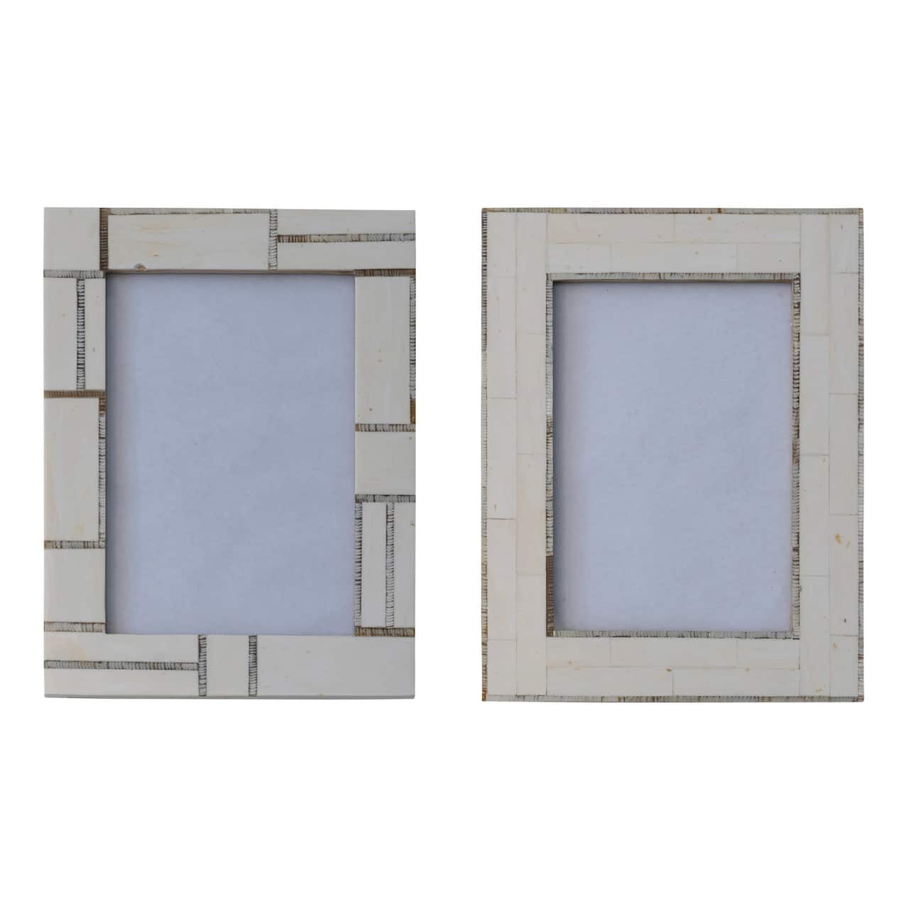 Hello Honey® 2 Pack Ivory Horn Inlay Photo Frame